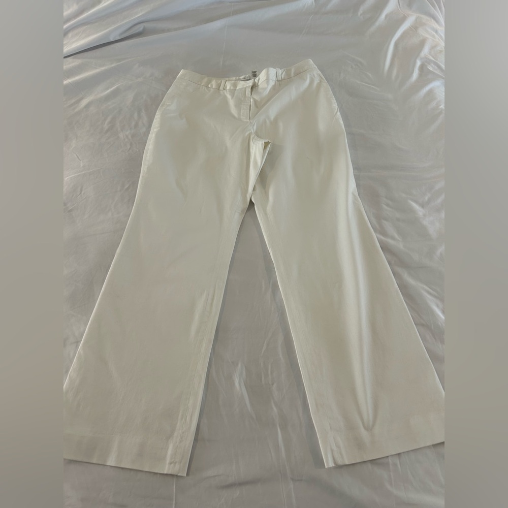 Liz Claiborne Audra White Pants Size 16 Wide Leg Career Dress Pants 32 Inseam